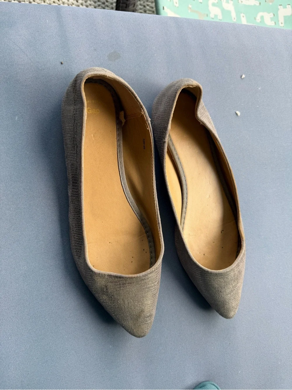 Pointed Toe Metallic Gray Women's Flats